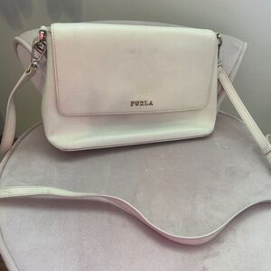Furla brand white crossbody purse